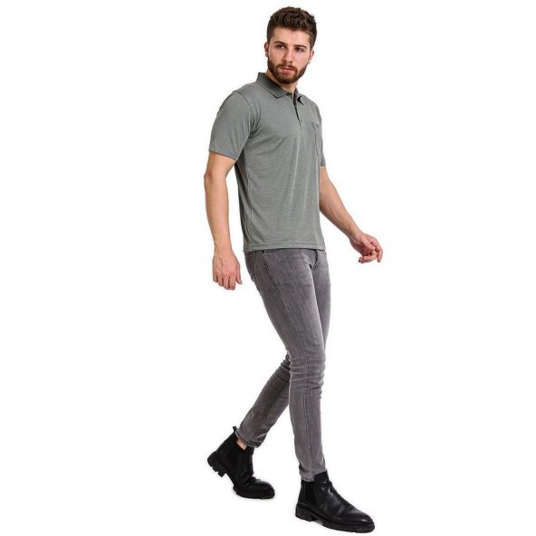 SİMENTİ POLO YAKA RAHAT KALIP CEPLİ TSHİRT ÖZEL ÜRETİM REGULAR FİT - Resim 7