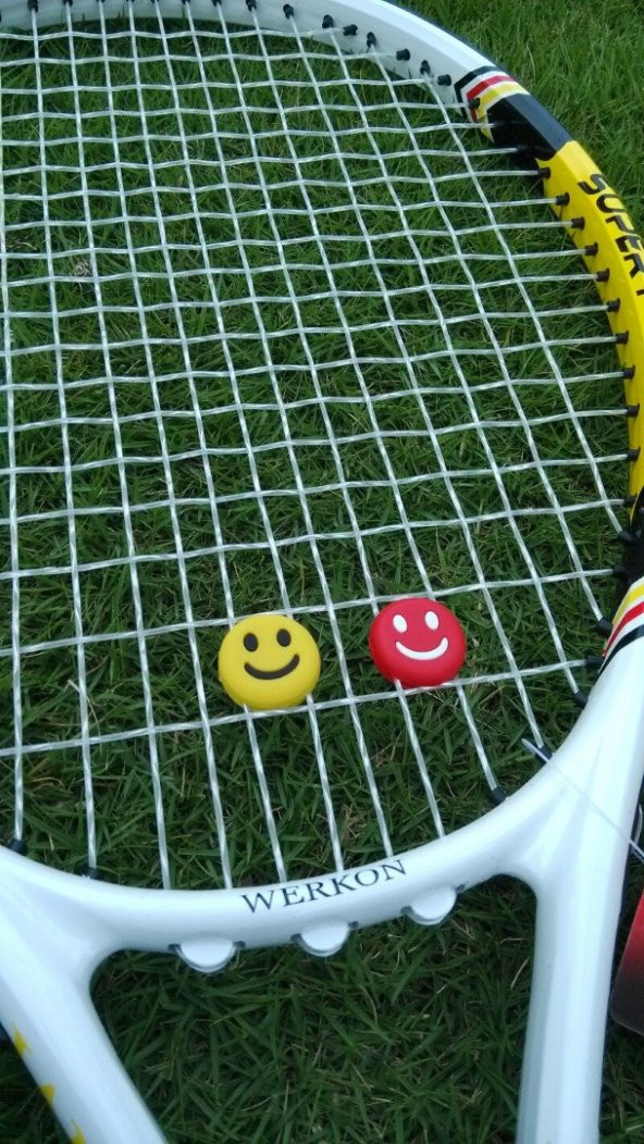 3 Adet Tenis Raketi Silikon Darbe Emici Titreşim Önleyici Kırmızı Mavi Sarı - 3
