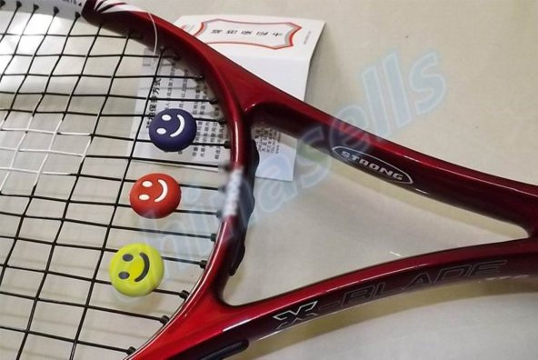 3 Adet Tenis Raketi Silikon Darbe Emici Titreşim Önleyici Kırmızı Mavi Sarı - 4