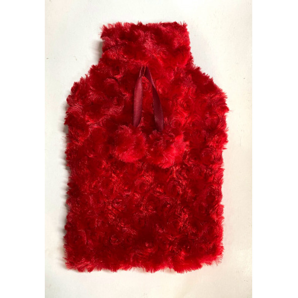ZYPL-CL07 Sıcak Su Torbası Kırmızı Renkli,Ponponlu Termofor 26x17x2cm 1 Litre,Ponponlu Termofor 26x17x2cm 1 Litre - 3