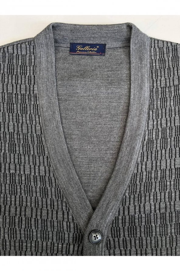 Galeria Çelik Örme Yün Akrilik Düğmeli Cep Detaylı Hırka - 11