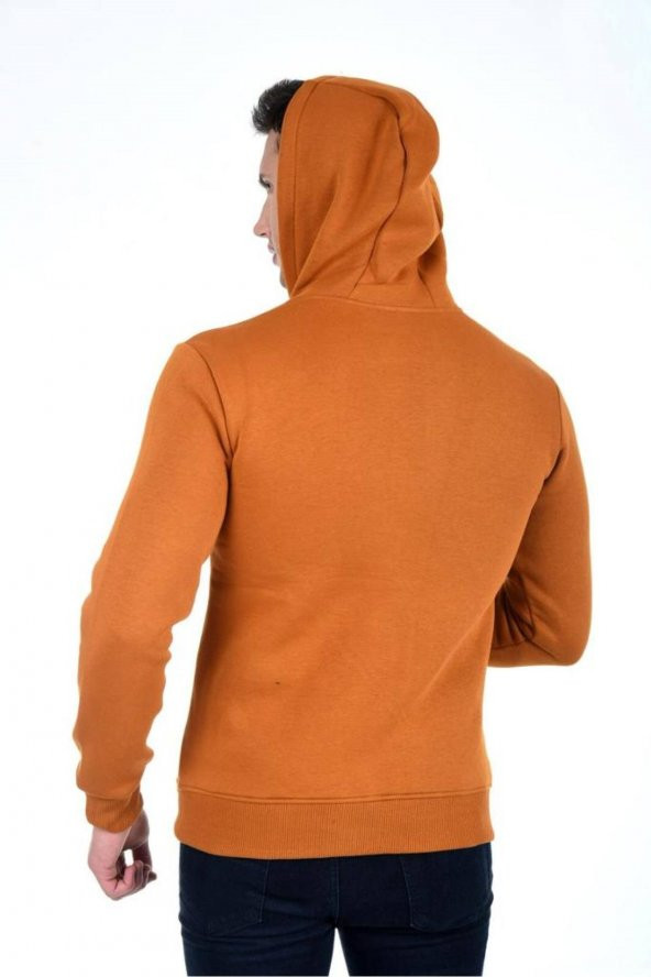 Kapüşonlu Fermuarlı Hoodie İçi Polarlı Kalın Sweathirt - 4