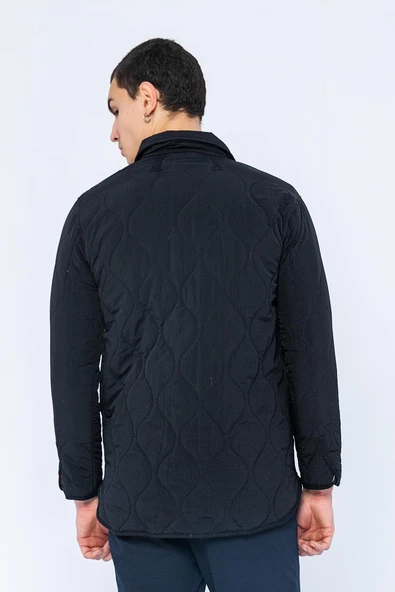 Erkek Regular Fit Düğmeli Çok Cepli Kapitoneli Kışlık Mont - 7