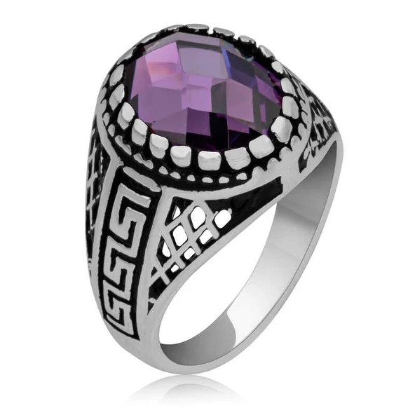 Gümüş Lila Zirkon Taşlı Çocuk Erkek Yüzük - Resim 9