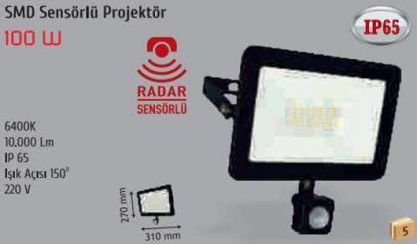 TP Elektrik 100w Sensörlü Led Projektör