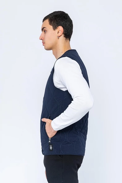 Erkek Regular Fit Bomber Yaka Fermuarlı Çok Cepli Kapitone Spor Yelek - 11