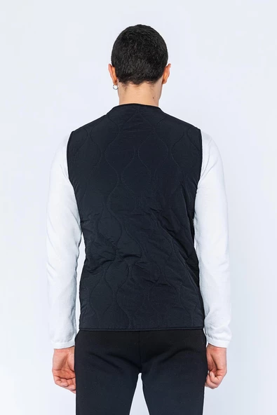 Erkek Regular Fit Bomber Yaka Fermuarlı Çok Cepli Kapitone Spor Yelek - 9