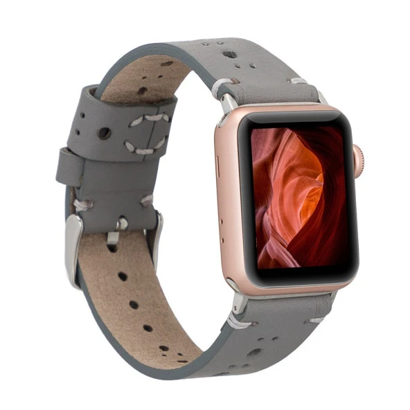 Bouletta Apple Watch Uyumlu Deri Kordon BA8 42-44-45mm RST9 Gri