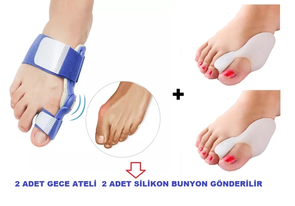 HALLUKS  VALGUS GECE ATELİ MAVİ 2 adet  SİLİKON BUNYON SETİ 2 adet - 3