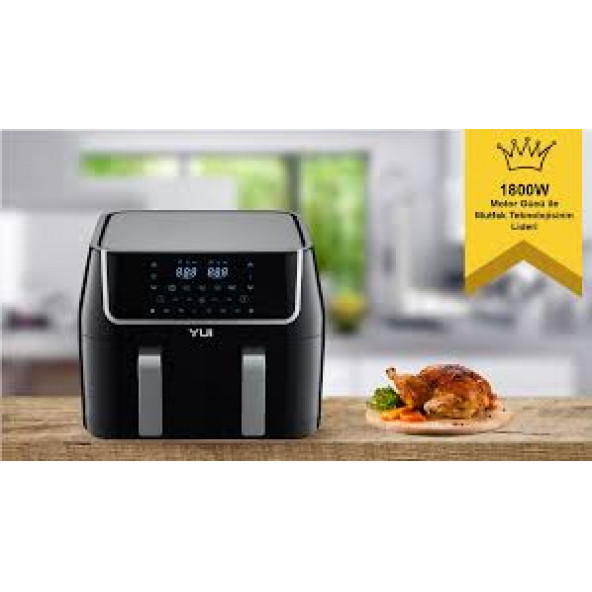 M40 Maxifry Dokunmatik Ekran (5 5) 10lt Çift Hazneli Airfryer Yağsız Fritöz 1800w - 5