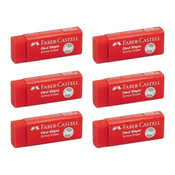 Kırmızı Slgi Orta Boy 6 Adet Faber Silgi Dust Kırmızı Orta Boy Kırmızı Okul Silgisi