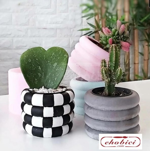 Halka Silindir Saksı 7,5x5,8cm - Resim 2