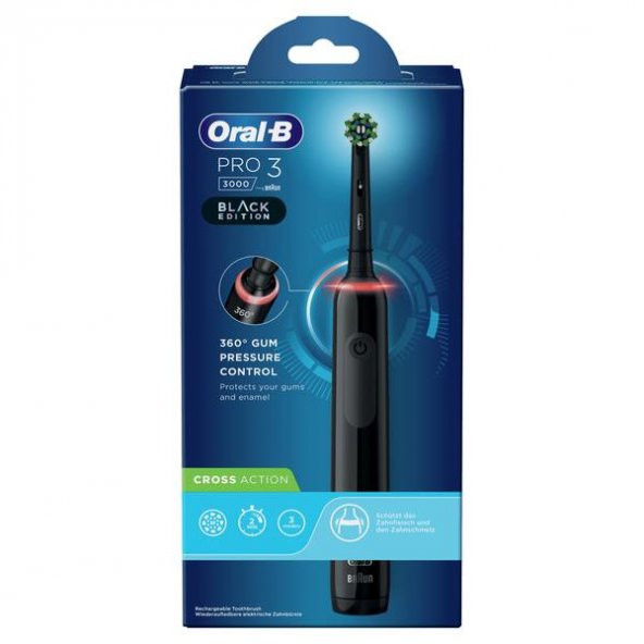 Braun Oral-B Pro 3 3000 Cross Action Black Edition Şarjlı Diş Fırçası Siyah