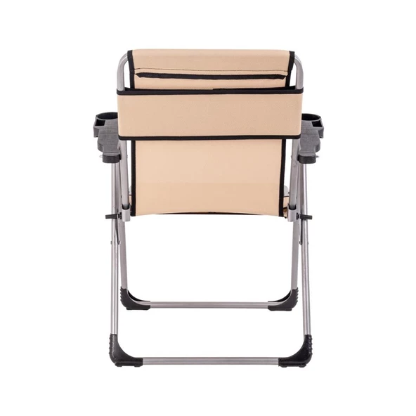 Katlanabilir Piknik ve Kamp Sandalyesi - Bardaklıklı - Rock - Bej (A-02-R14)- 140KG Taşıma - 4