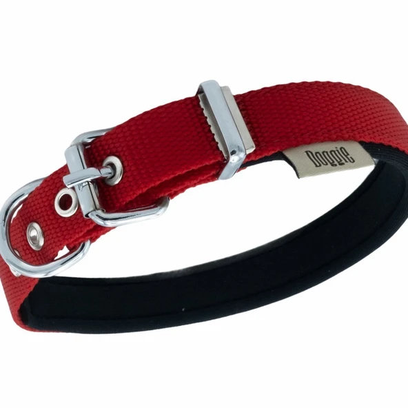 Doggie Konfor Dokuma Kemikli Boyun Tasması Kırmızı 2.0*35-40 cm  (DSBT-2062 M) - 2
