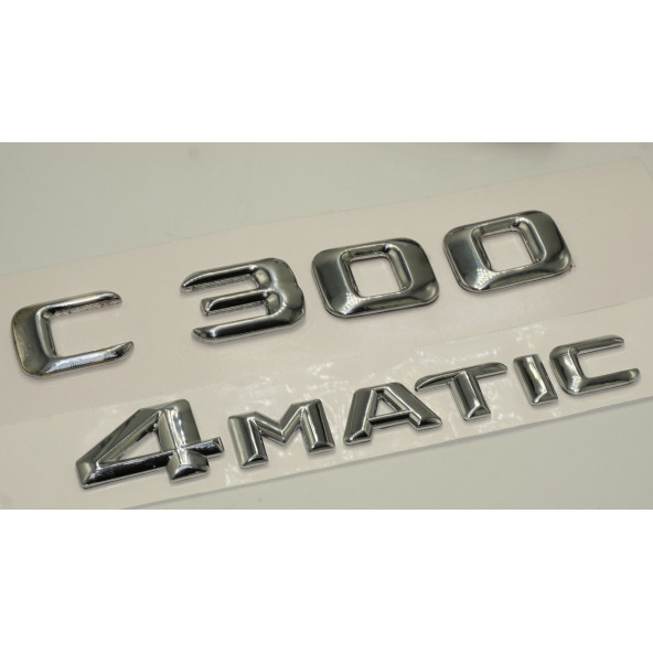 Benz C 300 4Matic Bagaj Krom Metal 3M 3D Yazı Logo - 3