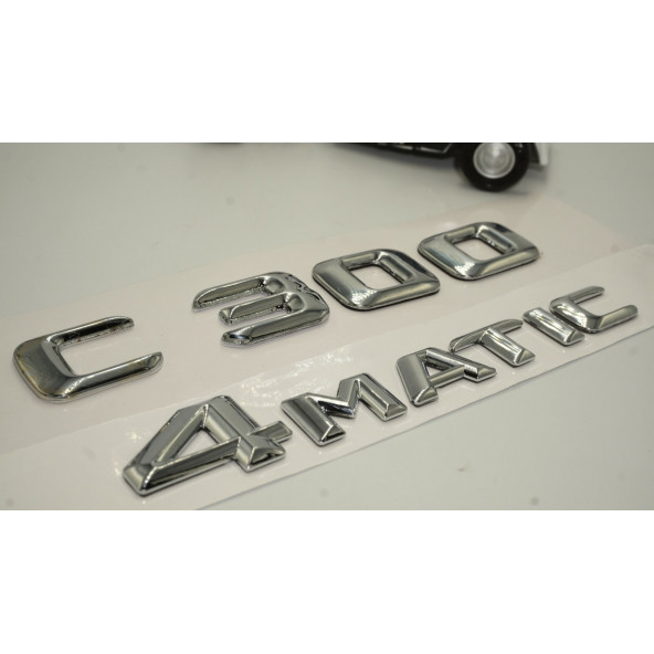 Benz C 300 4Matic Bagaj Krom Metal 3M 3D Yazı Logo - 4