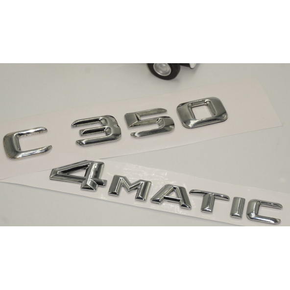 Benz C 350 4Matic Bagaj Krom Metal 3M 3D Yazı Logo - Resim 3