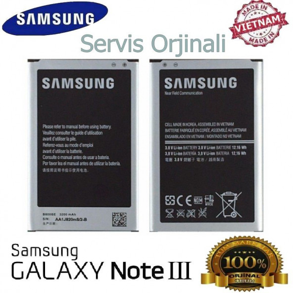 Samsung Galaxy Note 3 Batarya Eb-B800Bbe Uyumlu Yedek Batarya