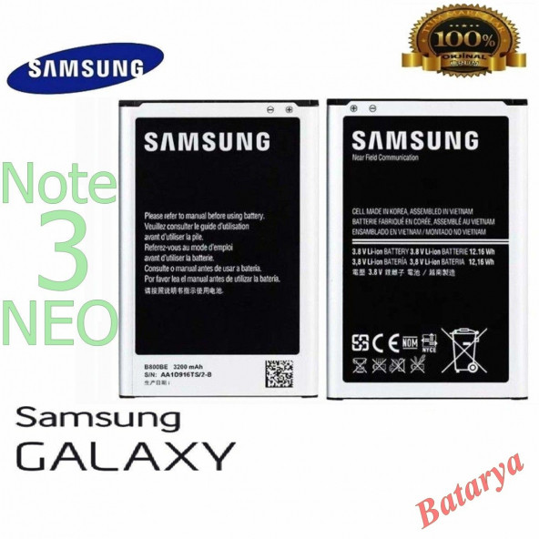 Samsung Galaxy Note 3 Neo Batarya Eb-Bn750Bbe Uyumlu Yedek Batarya