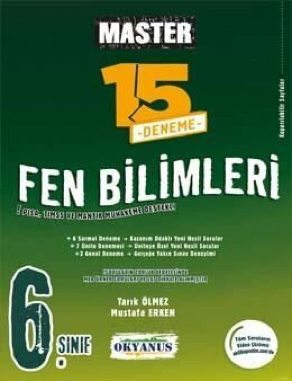 Okyanus Yayınları 6. Sınıf Master 15 Fen Bilimleri Denemesi