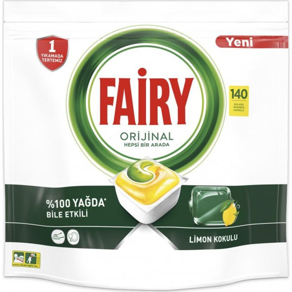 Fairy Hepsi Bir Arada 140 Yıkama Bulaşık Makinesi Deterjanı Kapsülü Limon Kokulu