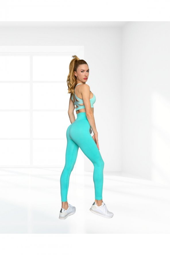 Seamless Toparlayıcı Mint Spor Tayt - 4