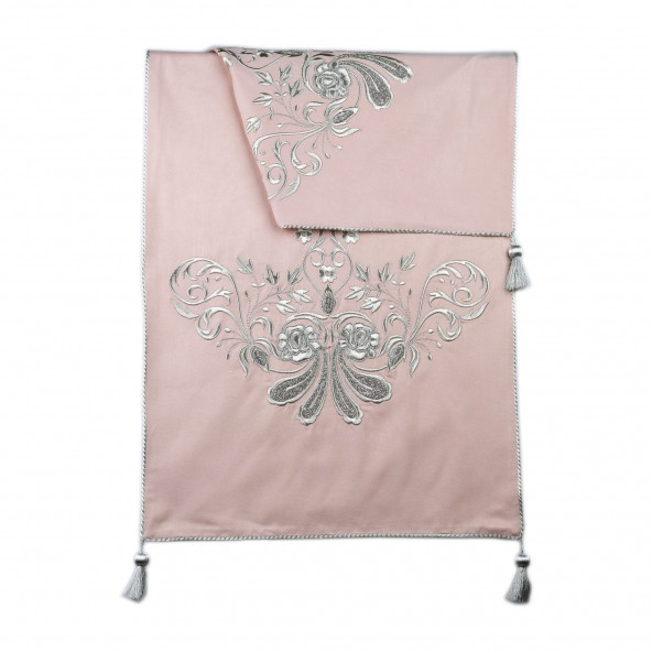 Toz Pembe Kumaş üzerine Maraş İşi Runner - 2