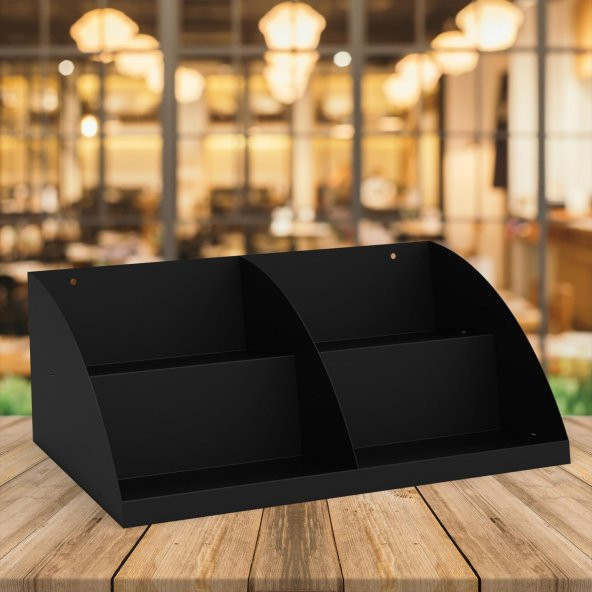 KASAÖNÜ , BAR ÖNÜ ,TEZGAH ÖNÜ APERATİF STANDI , TEZGAHÖNÜ ORGANİZER RAF 50 CM 2 KATLI MODEL SİYAH - 2