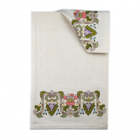 Krem Keten Kumaş Sehpa Örtüsü - 2