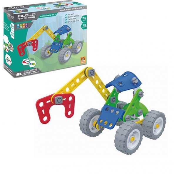 Roy Toy Sök Tak Araçlar 72 Parça MAKASLI VİNÇ Kendin Yap Oyun Seti 3+ Yaş Üzeri Çocuklar İçin