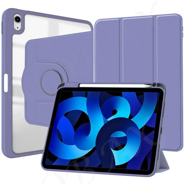 Apple iPad 10. Nesil 10.9 2022 Kılıf Dik-Yatay Kalem Bölmeli Smart Case A2696 A2757 A2777