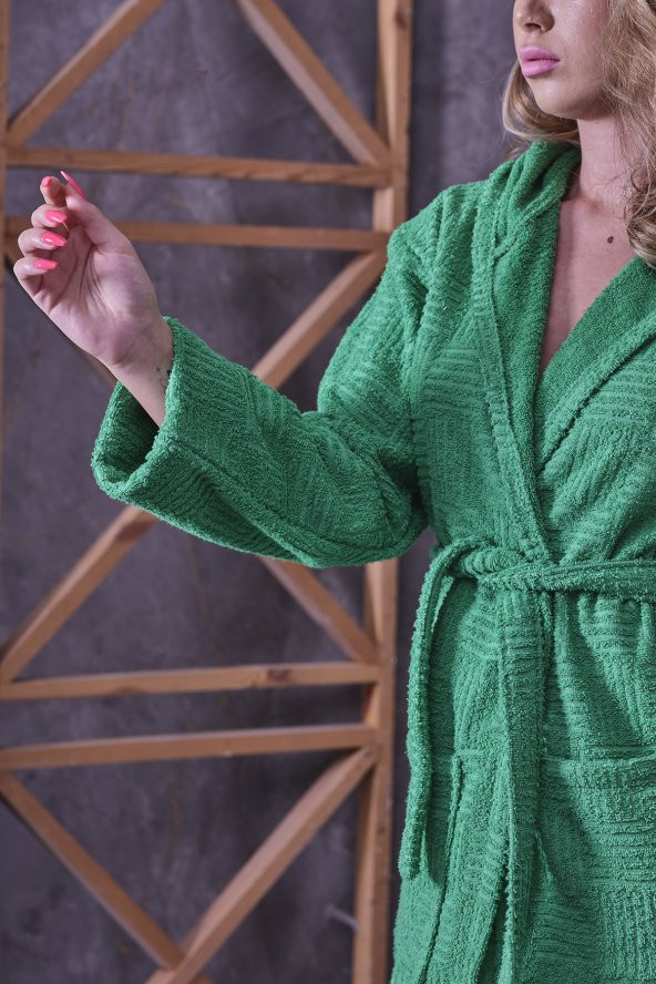 Sofia - Ekstra Yumuşak, Modern ve Özel Tasarım Pamuklu Kapüşonlu Bornoz - 10