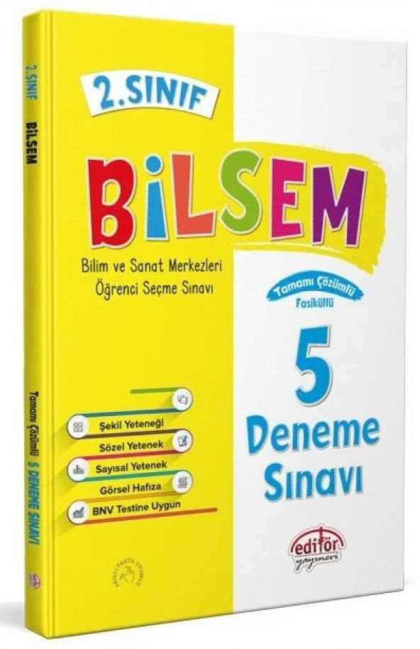 Editör Yayınları 2. Sınıf BİLSEM Hazırlık Çözümlü 5li Deneme