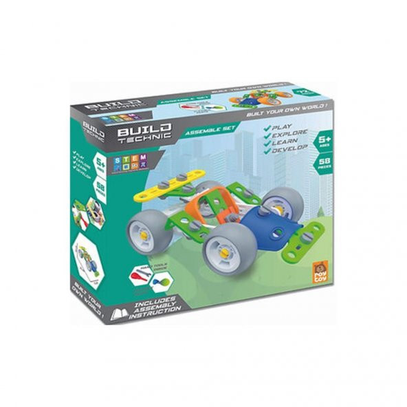 Roy Toy Sök Tak Araçlar 58 Parça GO-KART Kendin Yap Oyun Seti 3+ Yaş Üzeri Çocuklar İçin - 3