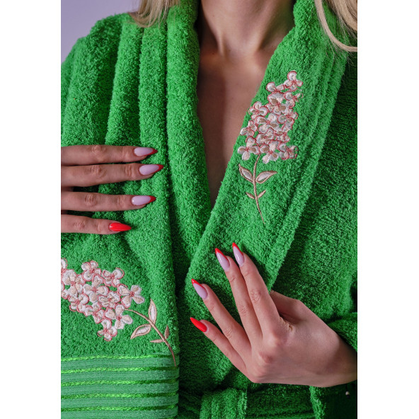 ALYA LÜKS NAKIŞLI PAMUKLU 2 PARÇA BORNOZ SETİ - 3