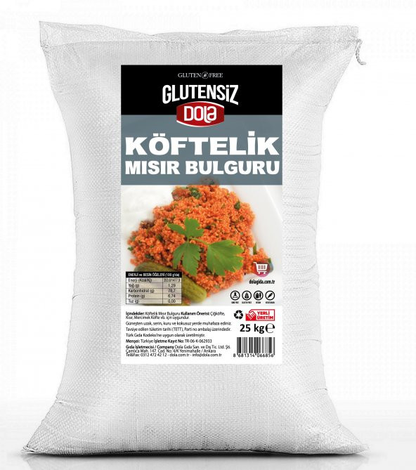 Dola Glutensiz Köftelik Mısır Bulguru 25 kg