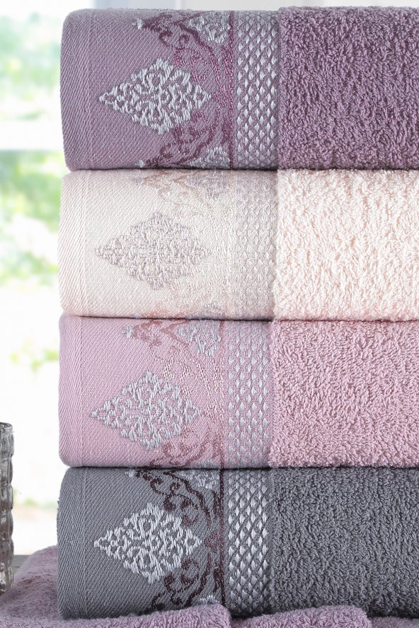 Damask 4'Lü 50x90 cm El & Yüz Havlu Seti - Pamuklu - 3
