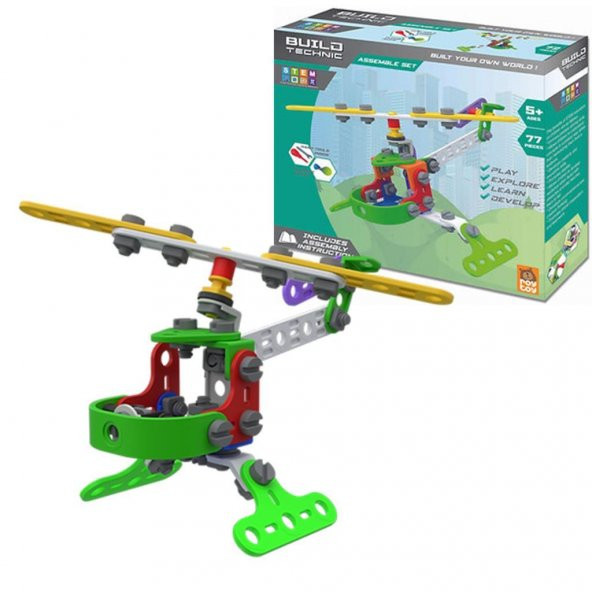 Roy Toy Sök Tak Araçlar 77 Parça HELİKOPTER Kendin Yap Oyun Seti 3+ Yaş Üzeri Çocuklar İçin