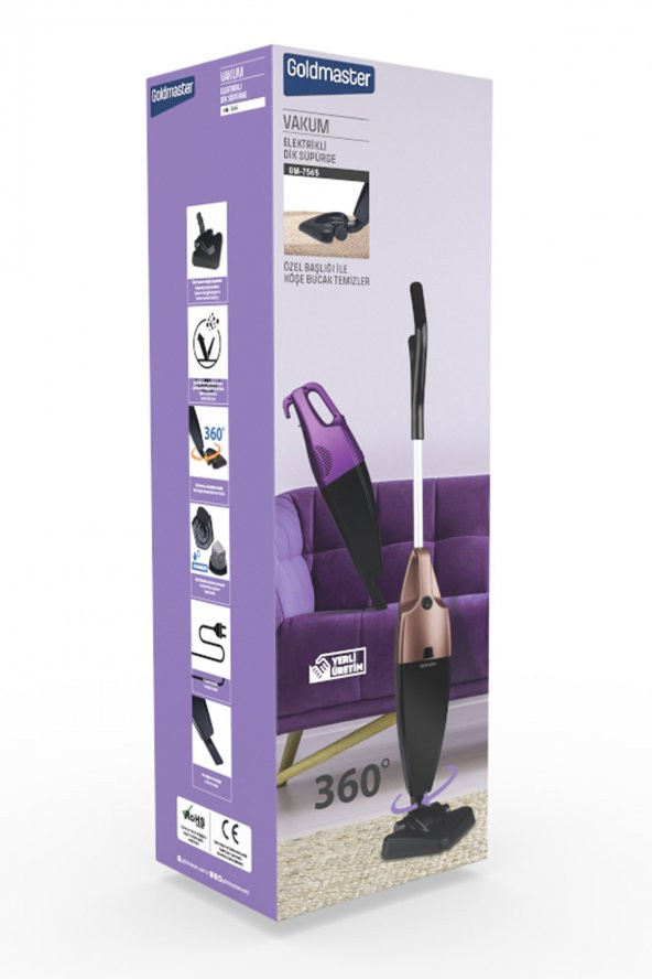 Goldmaster Vakum 2 Litre Geniş Hazneli 800 Watt Yıkanabilir Filtreli 2 In 1 Dikey ve Elde Elektrikli Süpürge - 5