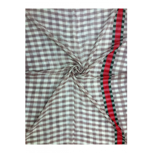 Açık Pembe Beyaz Kareli Şal 90x180 cm - 5