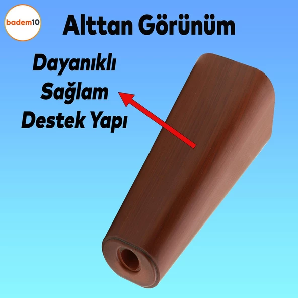 Linden Lüks Mobilya Kanepe Sehpa Tv Ünitesi Koltuk Ayağı 12 Cm Kahverengi Oval Baza Ayakları - 3