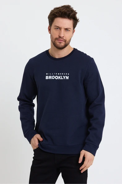 Süperlife Erkek Bisiklet Yaka Regular Fit Brooklyn Baskılı İnce Sweatshirt SPR23SW330 - 6