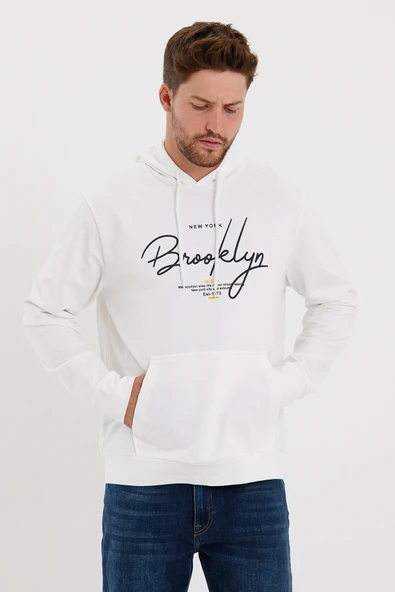 Süperlife Erkek Kapşonlu Regular Fit Brooklyn Baskılı İnce Sweatshirt SPR23SW361 - 7
