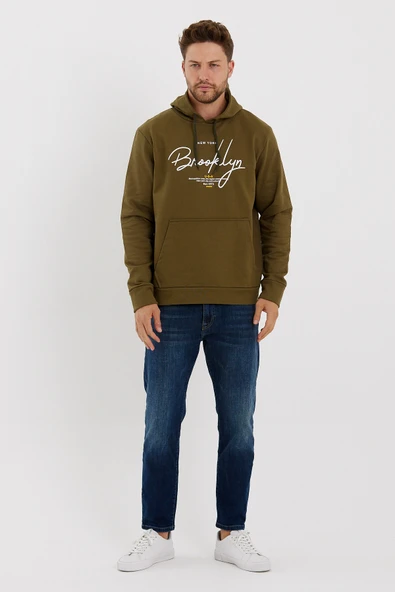 Süperlife Erkek Kapşonlu Regular Fit Brooklyn Baskılı İnce Sweatshirt SPR23SW361 ürün görseli