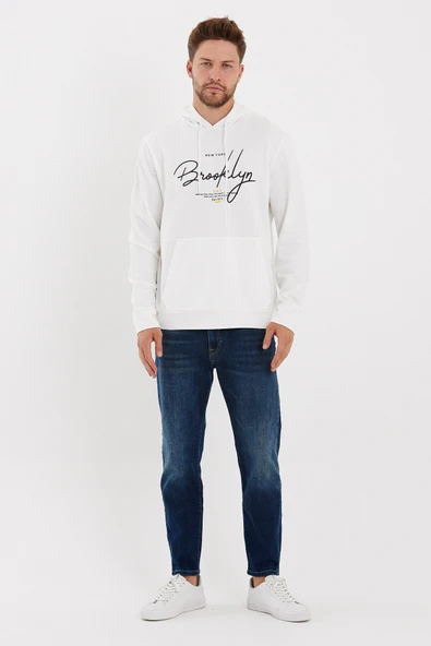 Süperlife Erkek Kapşonlu Regular Fit Brooklyn Baskılı İnce Sweatshirt SPR23SW361 - 6
