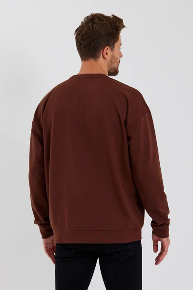 Süperlife Erkek Bisiklet Yaka Oversize Fit  El Yazılı Brooklyn İnce Sweatshirt SPR23SW331 - 5