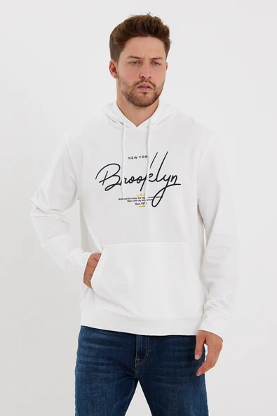 Süperlife Erkek Kapşonlu Regular Fit Brooklyn Baskılı İnce Sweatshirt SPR23SW361 - Resim 9