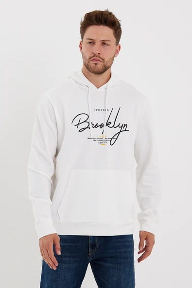 Süperlife Erkek Kapşonlu Regular Fit Brooklyn Baskılı İnce Sweatshirt SPR23SW361 - 8