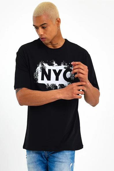 Süperlife Erkek Bisiklet Yaka Regular Fit NYC Baskılı Tişort SPR22TS114 - 2